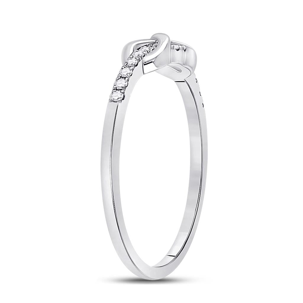 14k White Gold Round Diamond Infinity Knot Stackable Band Ring 1/10 Cttw
