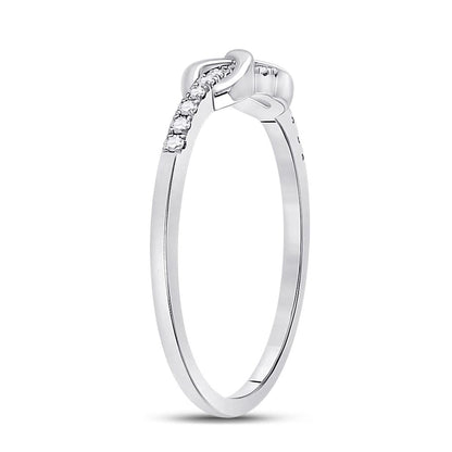 14k White Gold Round Diamond Infinity Knot Stackable Band Ring 1/10 Cttw
