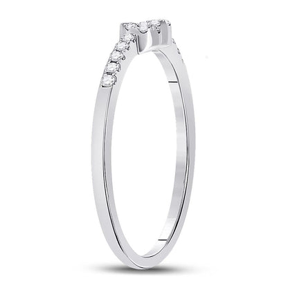 14k White Gold Round Diamond Heart Stackable Band Ring 1/8 Cttw