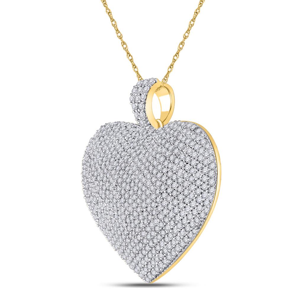 14k Yellow Gold Round Diamond Charmed Heart Pendant 2 Cttw