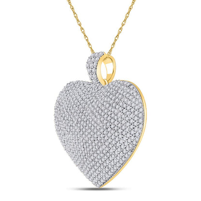 14k Yellow Gold Round Diamond Charmed Heart Pendant 2 Cttw