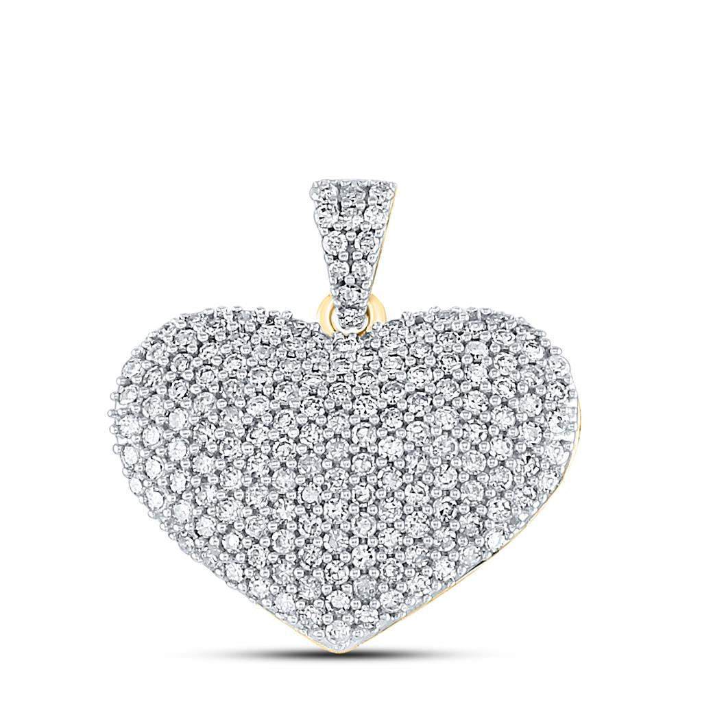 14k Yellow Gold Round Diamond Charmed Heart Pendant 1 Cttw