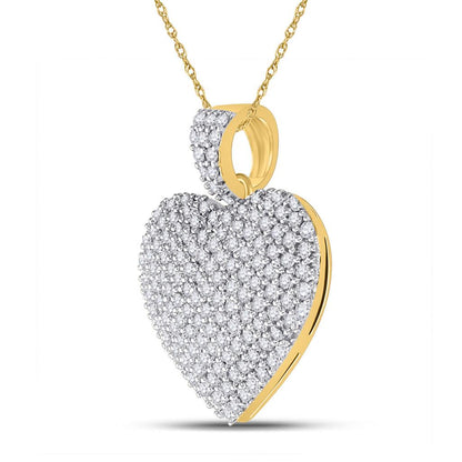 14k Yellow Gold Round Diamond Charmed Heart Pendant 1 Cttw