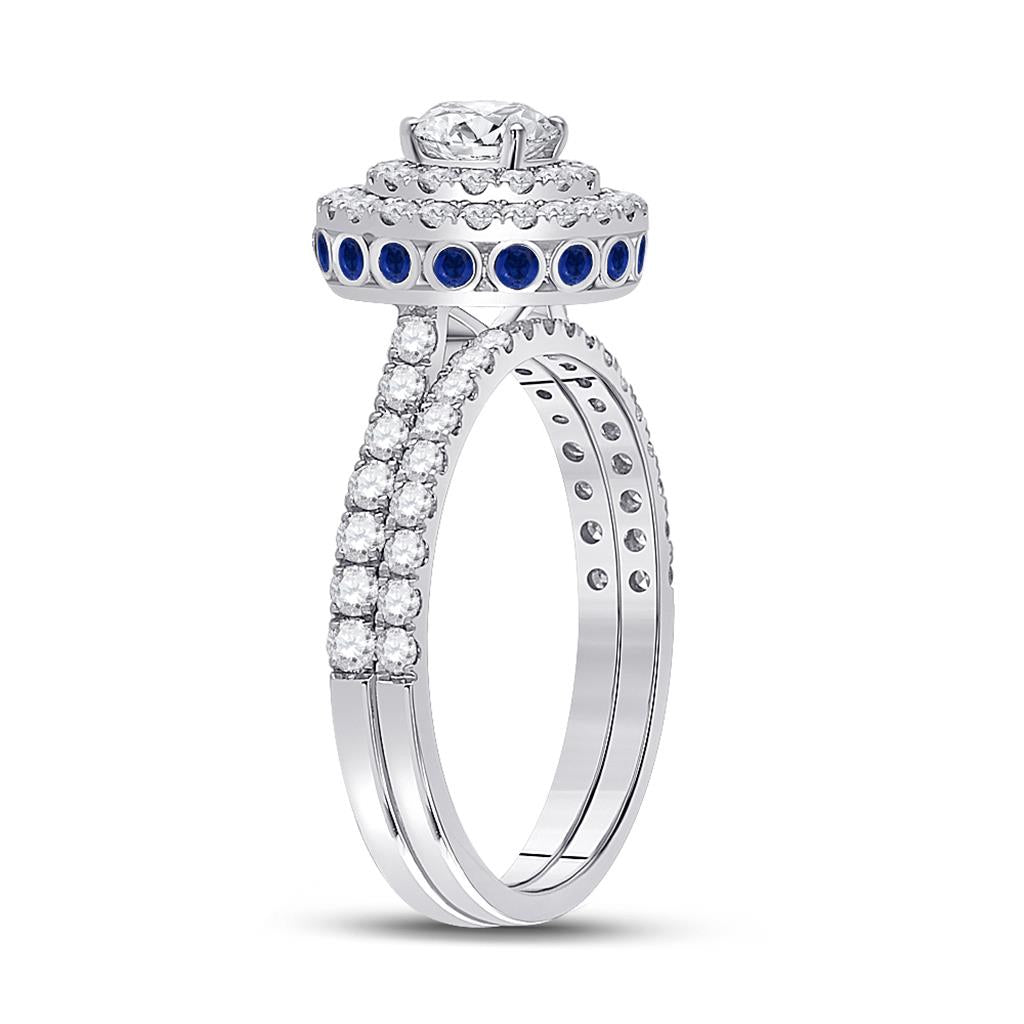 14k White Gold Round Diamond Bridal Wedding Ring Set 1-1/3 Cttw