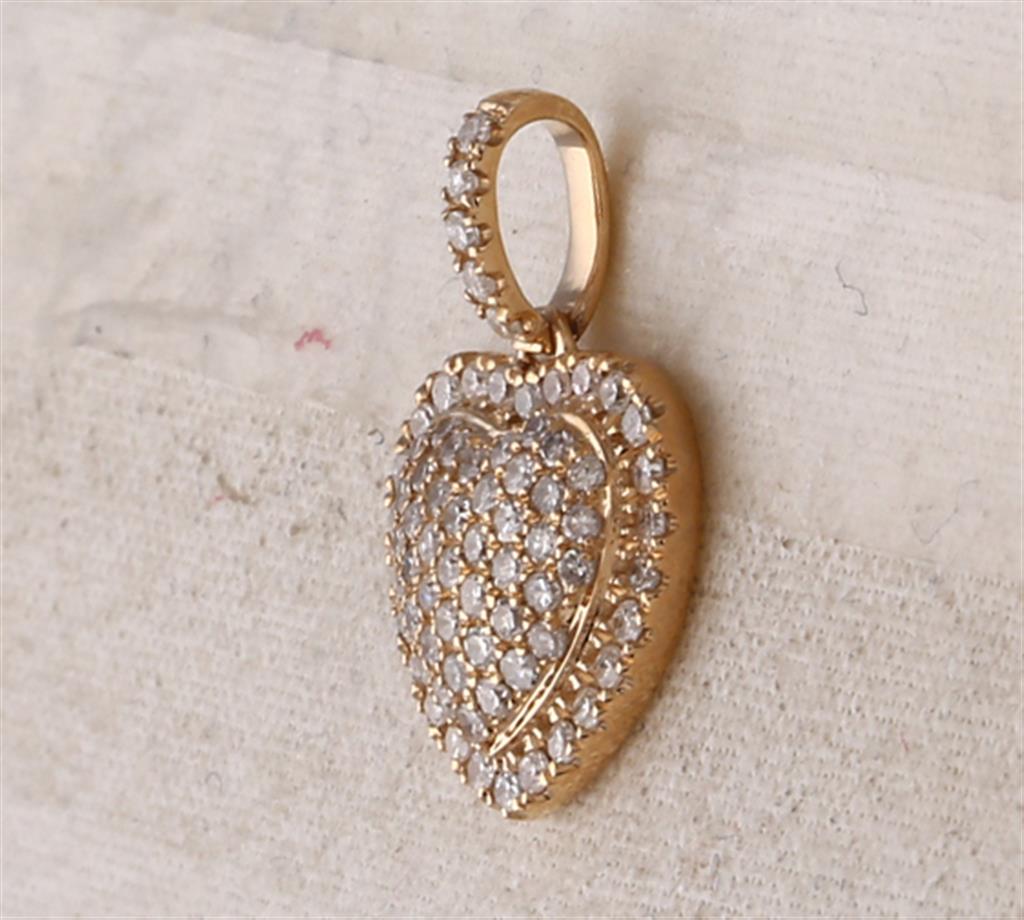 14k Yellow Gold Round Diamond Heart Pendant 1/2 Cttw