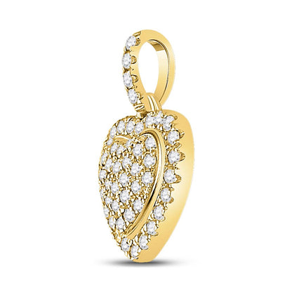 14k Yellow Gold Round Diamond Heart Pendant 1/4 Cttw