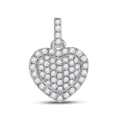 14k White Gold Round Diamond Heart Pendant 1/4 Cttw