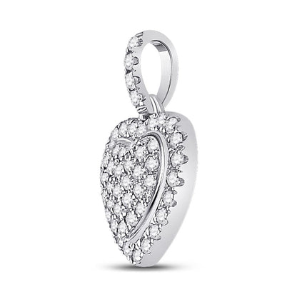 14k White Gold Round Diamond Heart Pendant 1/4 Cttw