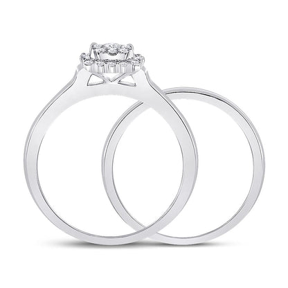 14k White Gold Round Diamond Bridal Wedding Ring Set 1/2 Cttw