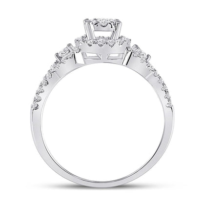 14k White Gold Round Diamond 3-stone Bridal Engagement Ring 5/8 Cttw