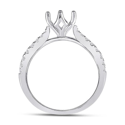 14k White Gold Round Diamond 1 Ct Rd Center Bridal Semi-Mount Ring 1/4 Cttw