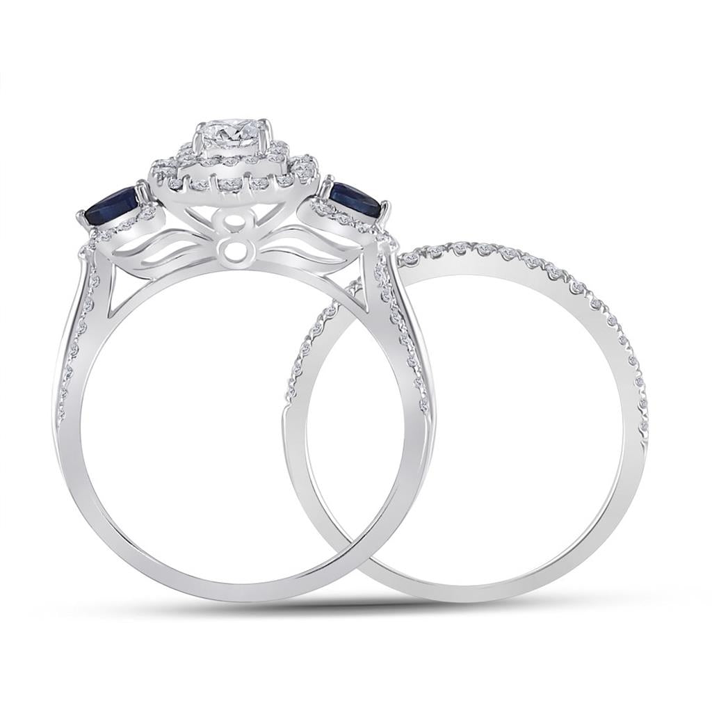 14k White Gold Princess Diamond Bridal Wedding Ring Set 7/8 Cttw (Certified)