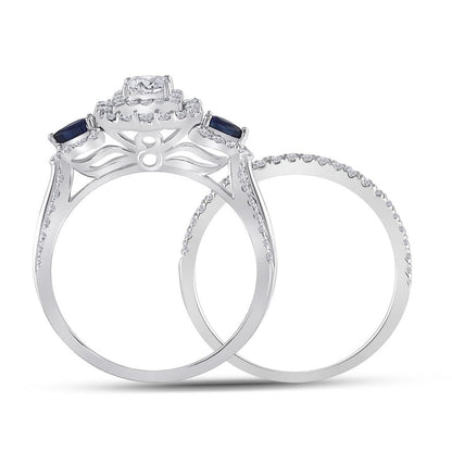 14k White Gold Princess Diamond Bridal Wedding Ring Set 7/8 Cttw (Certified)