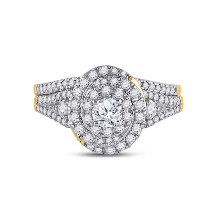 14k Yellow Gold Round Diamond Bridal Wedding Ring Set 1 Cttw (Certified)