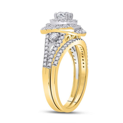 14k Yellow Gold Round Diamond Bridal Wedding Ring Set 1 Cttw (Certified)