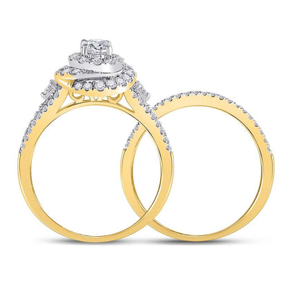 14k Yellow Gold Round Diamond Bridal Wedding Ring Set 1 Cttw (Certified)