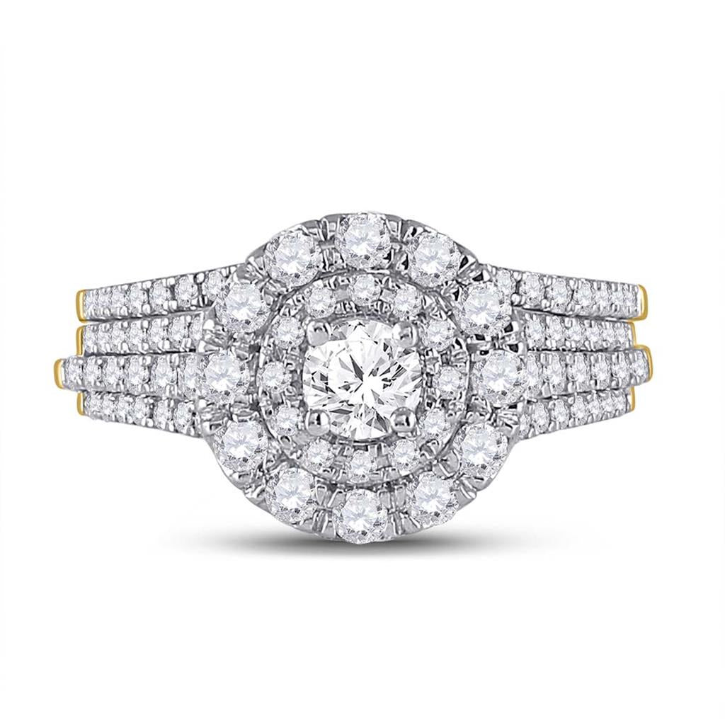 14k Yellow Gold Round Diamond Bridal Wedding Ring Set 1 Cttw (Certified)