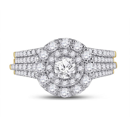 14k Yellow Gold Round Diamond Bridal Wedding Ring Set 1 Cttw (Certified)