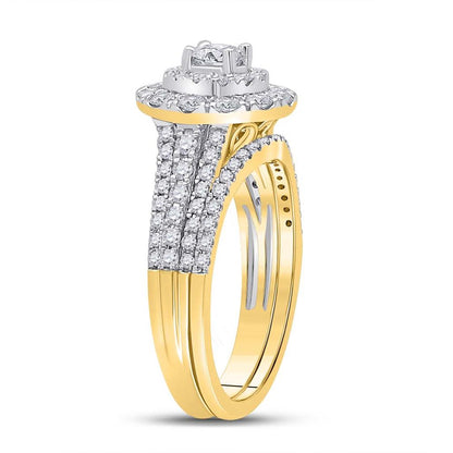 14k Yellow Gold Round Diamond Bridal Wedding Ring Set 1 Cttw (Certified)