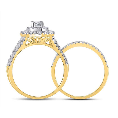 14k Yellow Gold Round Diamond Bridal Wedding Ring Set 1 Cttw (Certified)