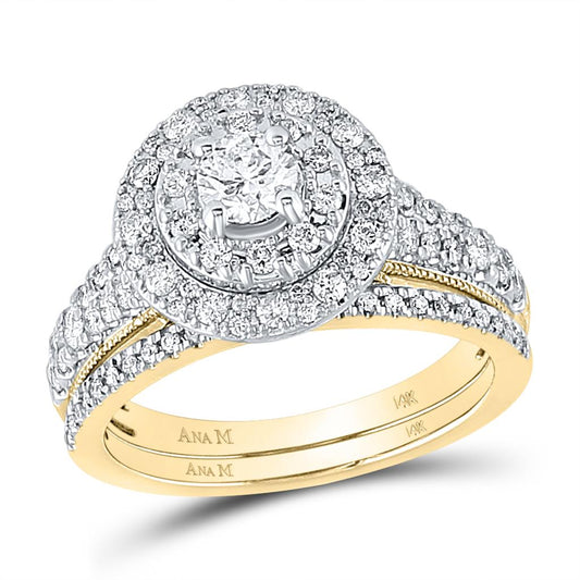 14k Yellow Gold Round Diamond Bridal Wedding Ring Set 1 Cttw (Certified)