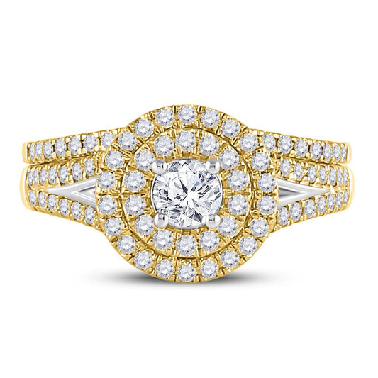 14k Yellow Gold Round Diamond Bridal Wedding Ring Set 1 Cttw (Certified)