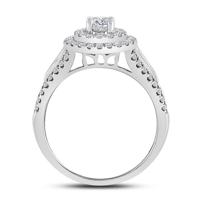14k White Gold Round Diamond Bridal Wedding Ring Set 1 Cttw (Certified)