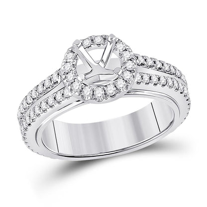 14k White Gold Round Diamond 3/4 Ct Rd Center Bridal Semi-Mount Ring 3/4 Ctw