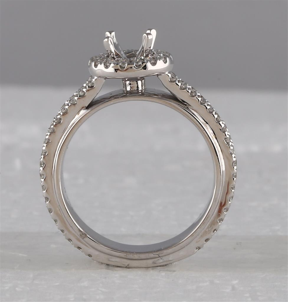 14k White Gold Round Diamond 3/4 Ct Rd Center Bridal Semi-Mount Ring 3/4 Ctw