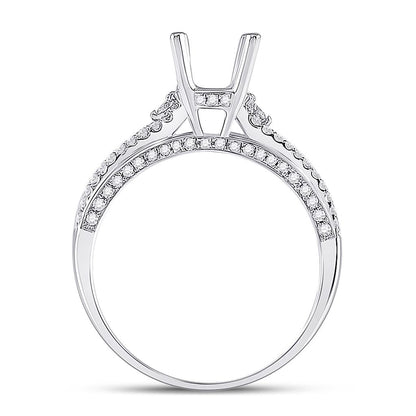 14k White Gold Round Diamond 1 Ct Rd Center Bridal Semi-Mount Ring 1/3 Cttw