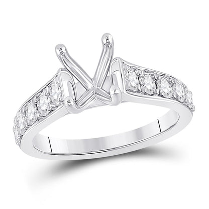 14k White Gold Round Diamond 2 Ct Rd Center Round Bridal Semi-Mount Ring 7/8 Ctw