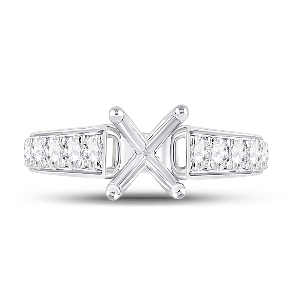 14k White Gold Round Diamond 2 Ct Rd Center Round Bridal Semi-Mount Ring 7/8 Ctw