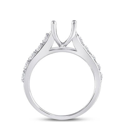 14k White Gold Round Diamond 2 Ct Rd Center Round Bridal Semi-Mount Ring 7/8 Ctw