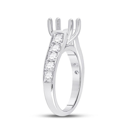 14k White Gold Round Diamond 2 Ct Rd Center Round Bridal Semi-Mount Ring 7/8 Ctw