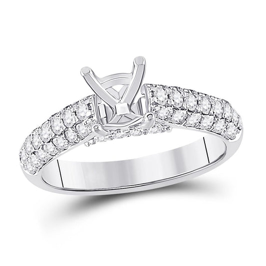 14k White Gold Round Diamond Semi-Mount Setting Bridal Wedding Ring