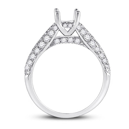14k White Gold Round Diamond Semi-Mount Setting Bridal Wedding Ring