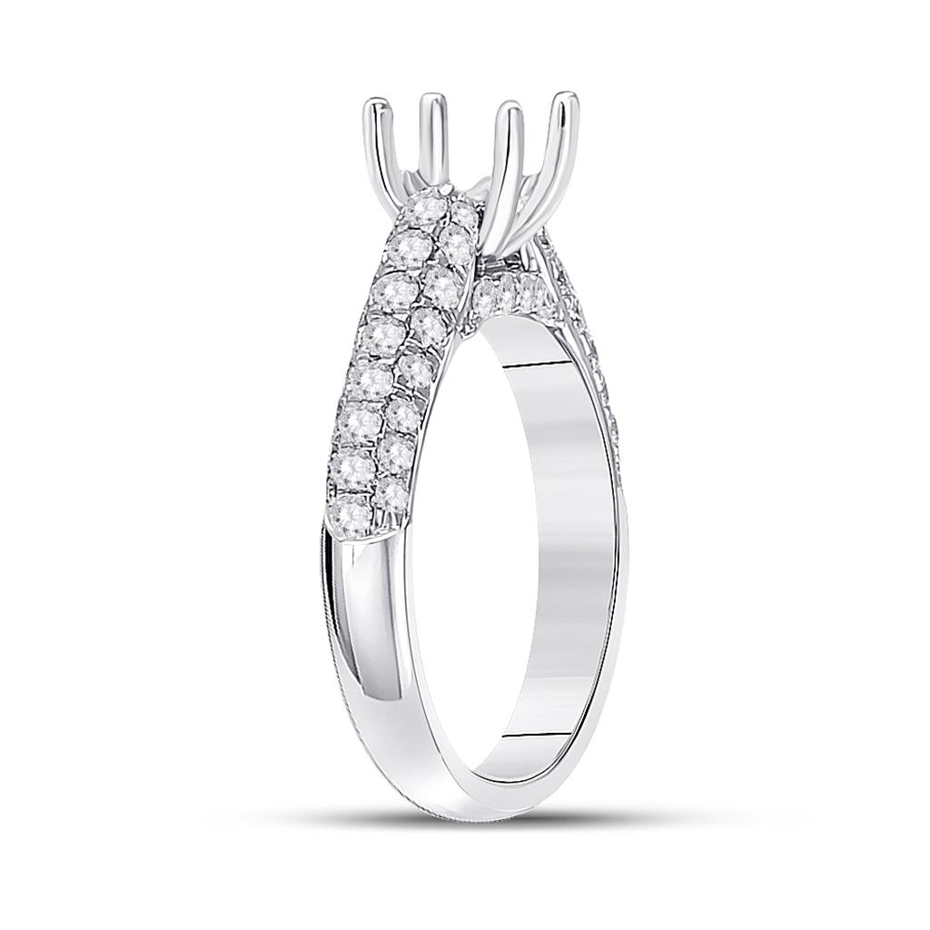 14k White Gold Round Diamond Semi-Mount Setting Bridal Wedding Ring