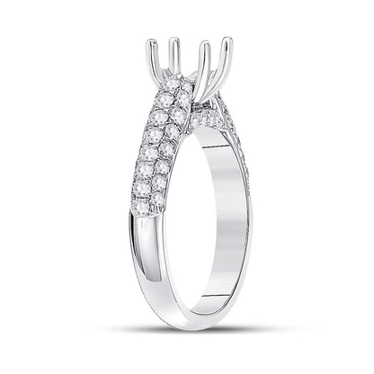 14k White Gold Round Diamond Semi-Mount Setting Bridal Wedding Ring