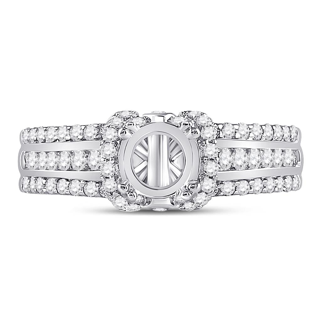 14k White Gold Round Diamond 1/2 Ct Rd Center Bridal Semi-Mount Ring 5/8 Cttw