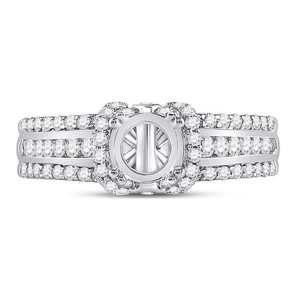 14k White Gold Round Diamond 1/2 Ct Rd Center Bridal Semi-Mount Ring 5/8 Cttw