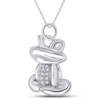 14k White Gold Round Diamond Frog Animal Pendant 1/20 Cttw