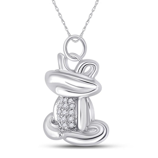 14k White Gold Round Diamond Frog Animal Pendant 1/20 Cttw