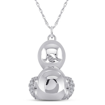 14k White Gold Round Diamond Duck Animal Pendant 1/10 Cttw