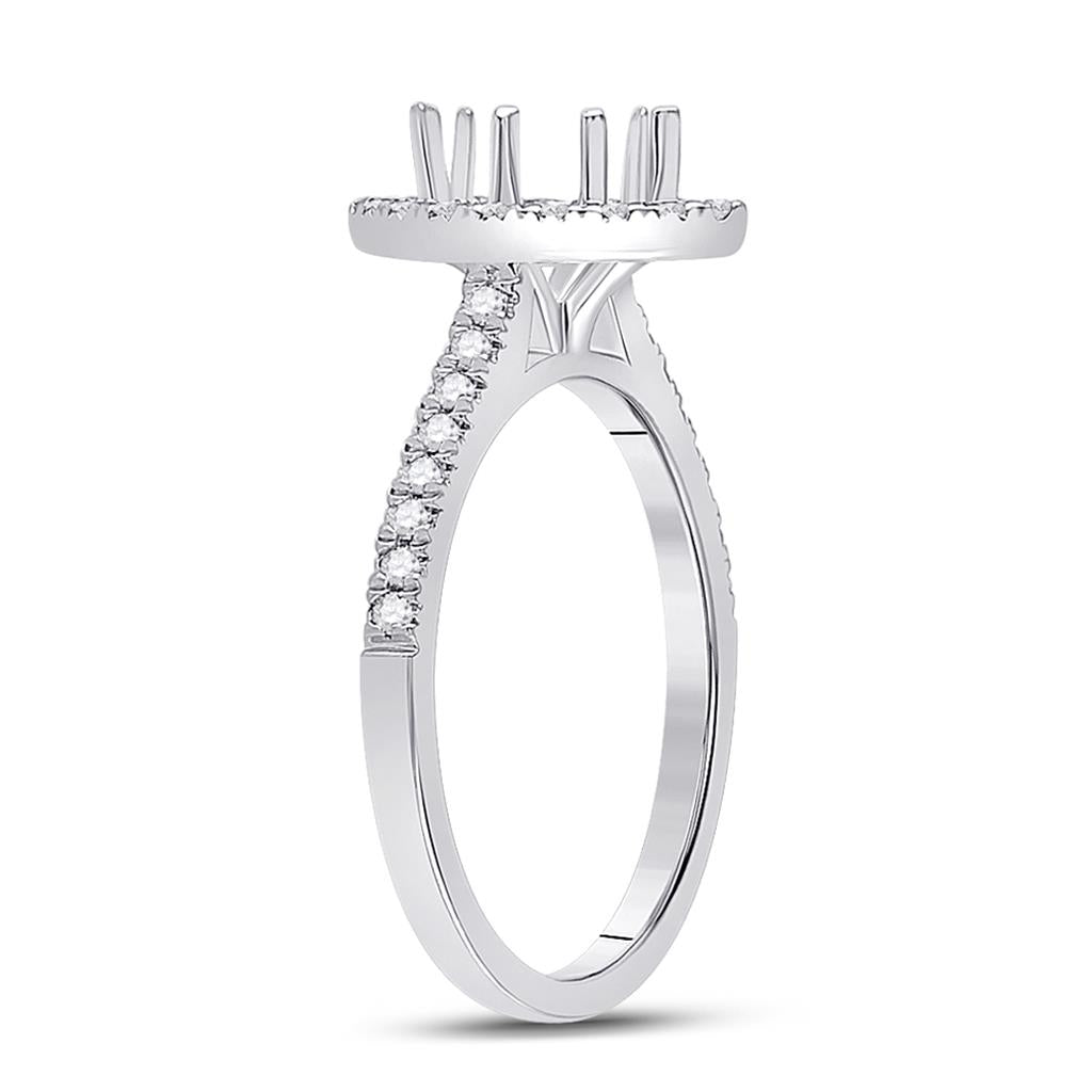 14k White Gold Round Diamond 1/2 Ct Center Marquise Bridal Semi-Mount Ring 1/3 Ctw