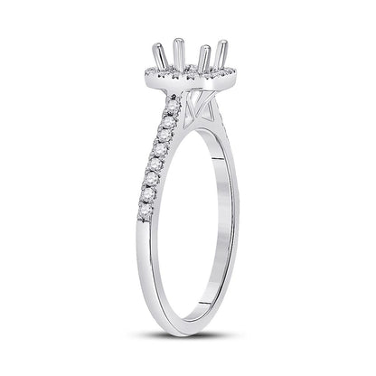 14k White Gold Round Diamond 1/2 Ct Cushion Center Bridal Semi-Mount Ring 1/3 Ctw
