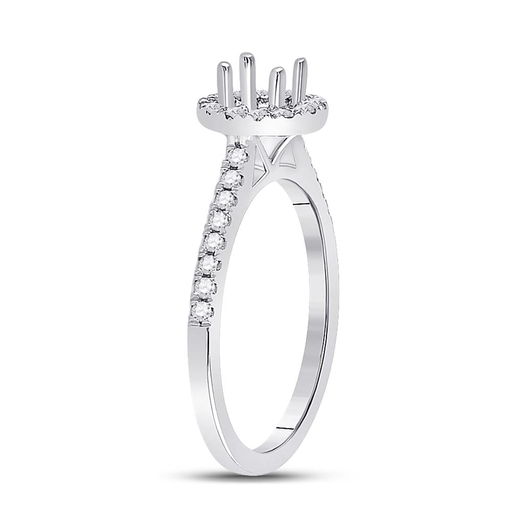 14k White Gold Round Diamond 1/2 Ct Rd Center Bridal Semi-Mount Ring 1/3 Ctw