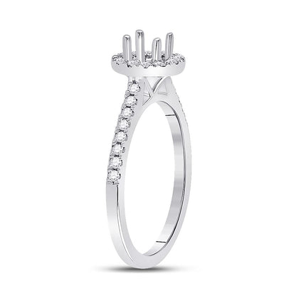 14k White Gold Round Diamond 1/2 Ct Rd Center Bridal Semi-Mount Ring 1/3 Ctw