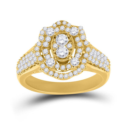 14k Yellow Gold Round Diamond Oval Ring 1 Cttw