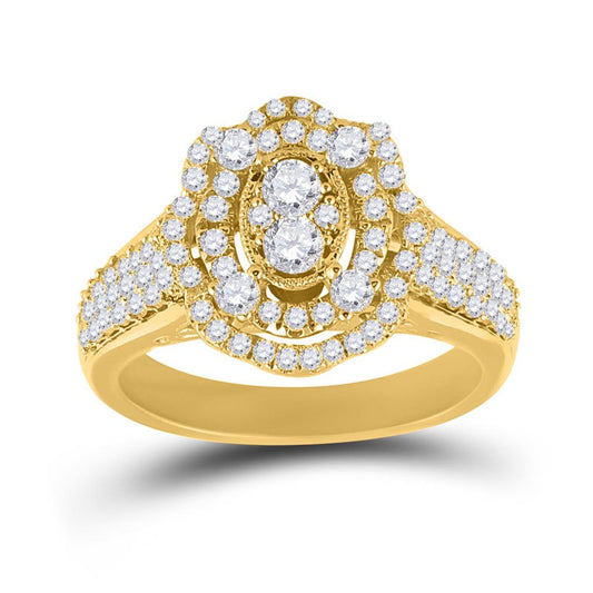 14k Yellow Gold Round Diamond Oval Ring 1 Cttw