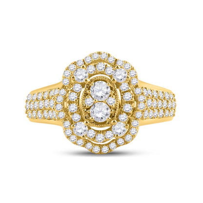 14k Yellow Gold Round Diamond Oval Ring 1 Cttw